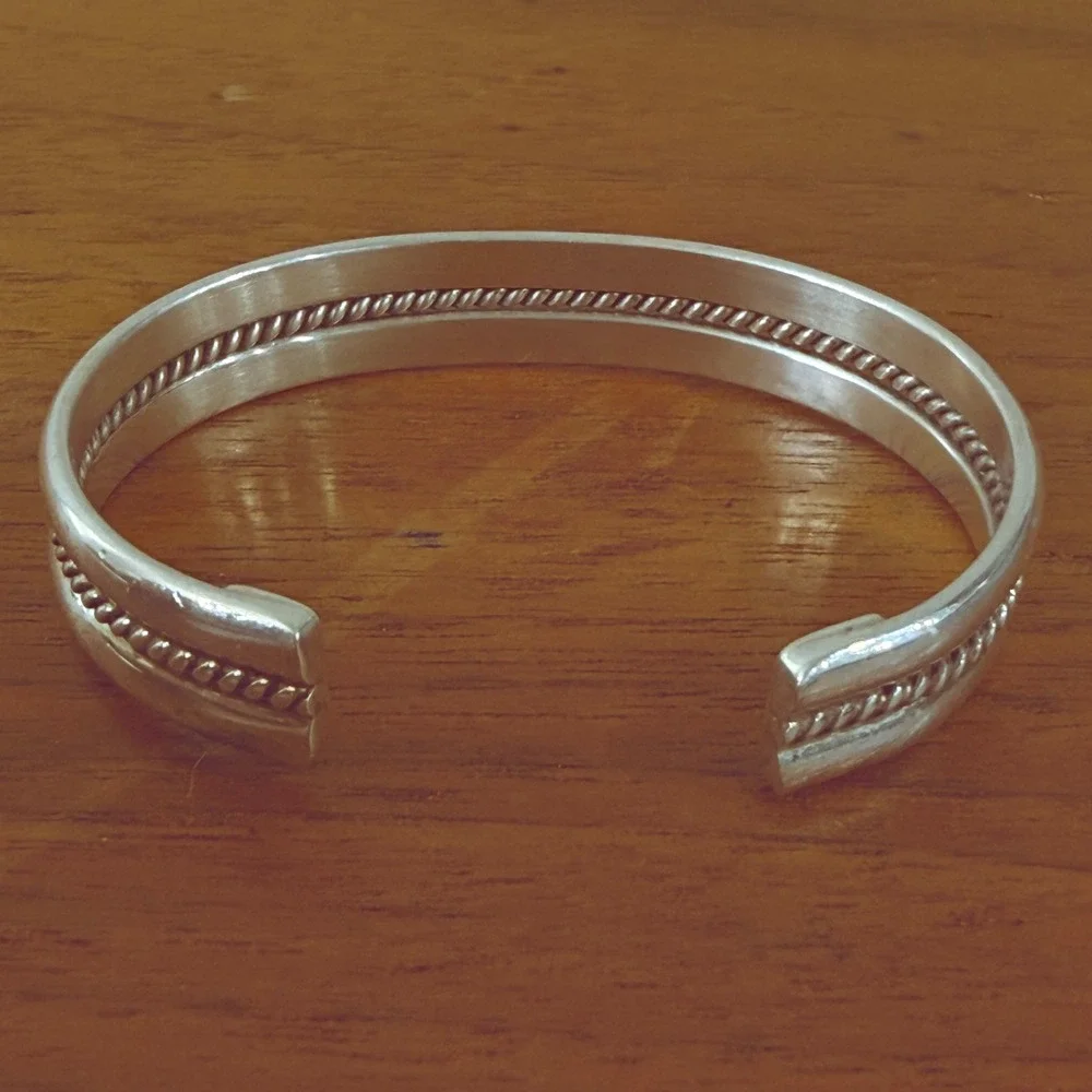 Vintage Sterling Silver Baby's Cuff Bracelet Navajo Style Marked 